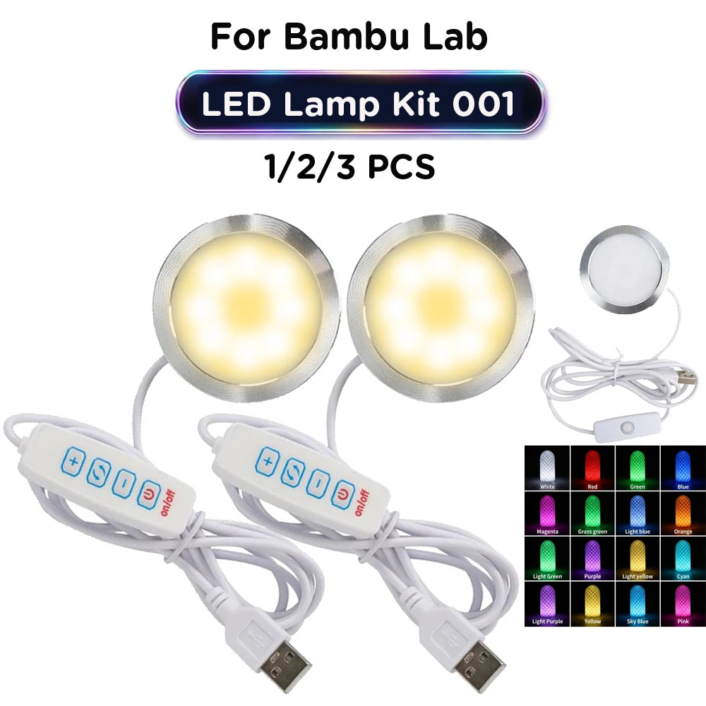 For Bambu Lab LED Lamp Kit 001 Adjustable Led Light Hardware Bambulab Parts DIY Model A1 Mini P1P P1S X1C 3D Printer Accessories