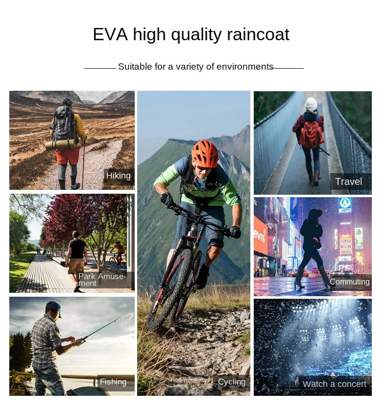 High Quality 1piece 145*68CM EVA Unisex Raincoat Thickened Raincoat Women Waterproof Men Black Camping Waterproof Rainwear Suit