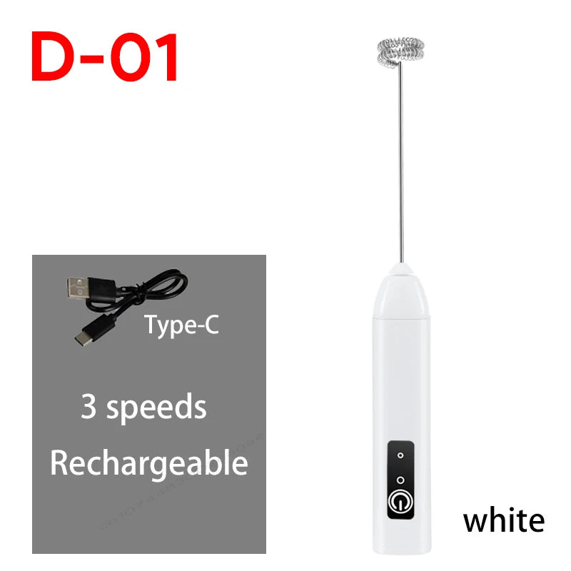 Wireless Electric Milk Frother Type-C Handheld Blender Stainless Steel Mini Coffee Maker Whisk Mixer for Coffee Cappuccino Cream