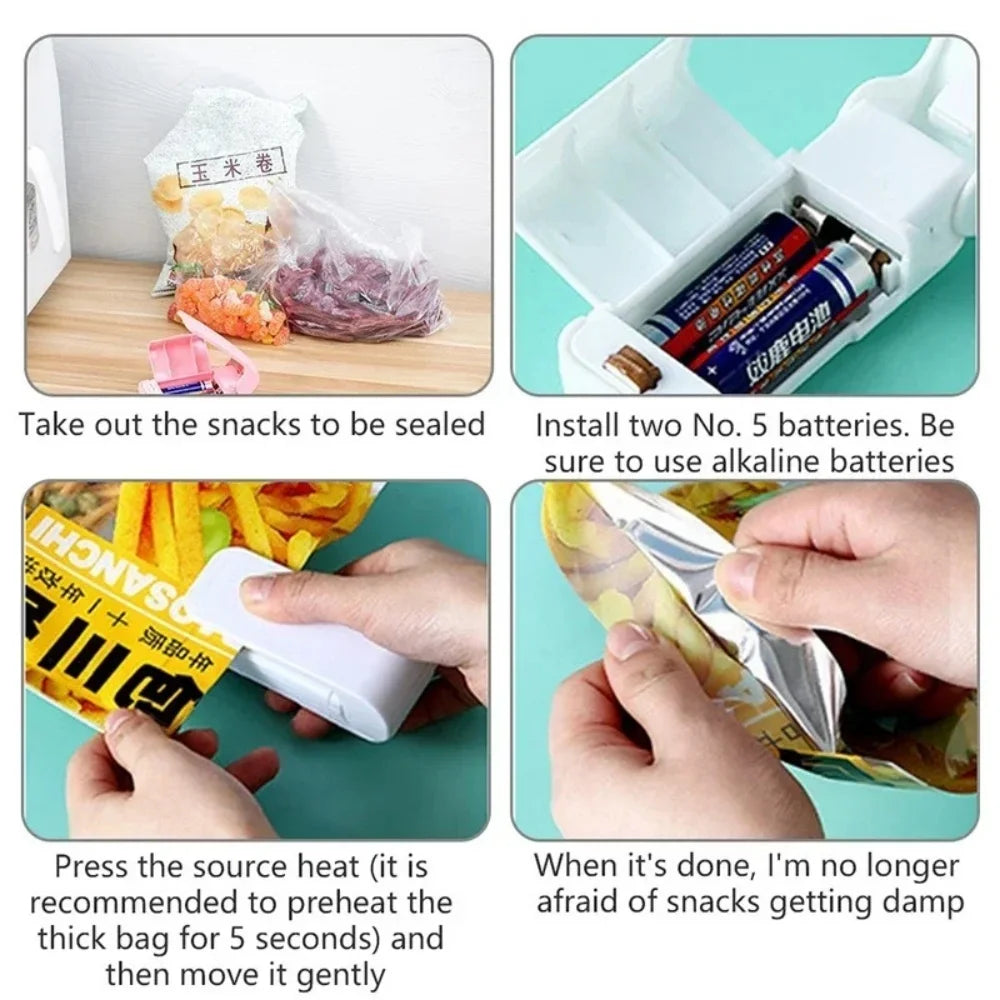 1pc Kitchen Handheld Snack Sealer, Plastic Bag Sealer For Freshness, Easy-To-Use Kitchen Gadge, Portable Heat Sealer Packaging