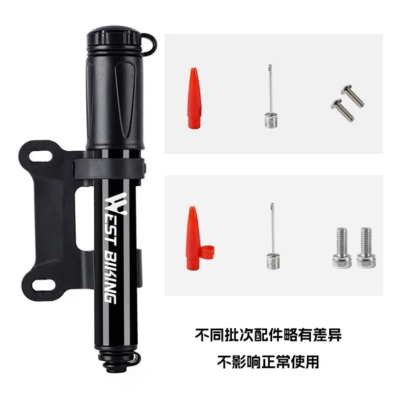 WEST BIKING Mini Bike Pump 100PSI Schrader Presta Valve MTB Road Cycling Pump Aluminum Alloy Bicycle Hand Air Pump Tire Inflator