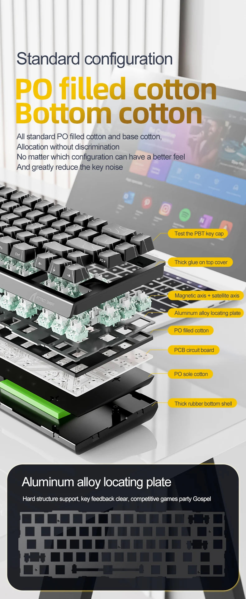 ATTACK SHARK X68HE Mechanical Keyboard Wired 8KHz RGB Backlight 0.01mm Precision 0.125ms Low Latency Magnetic Switch for Windows