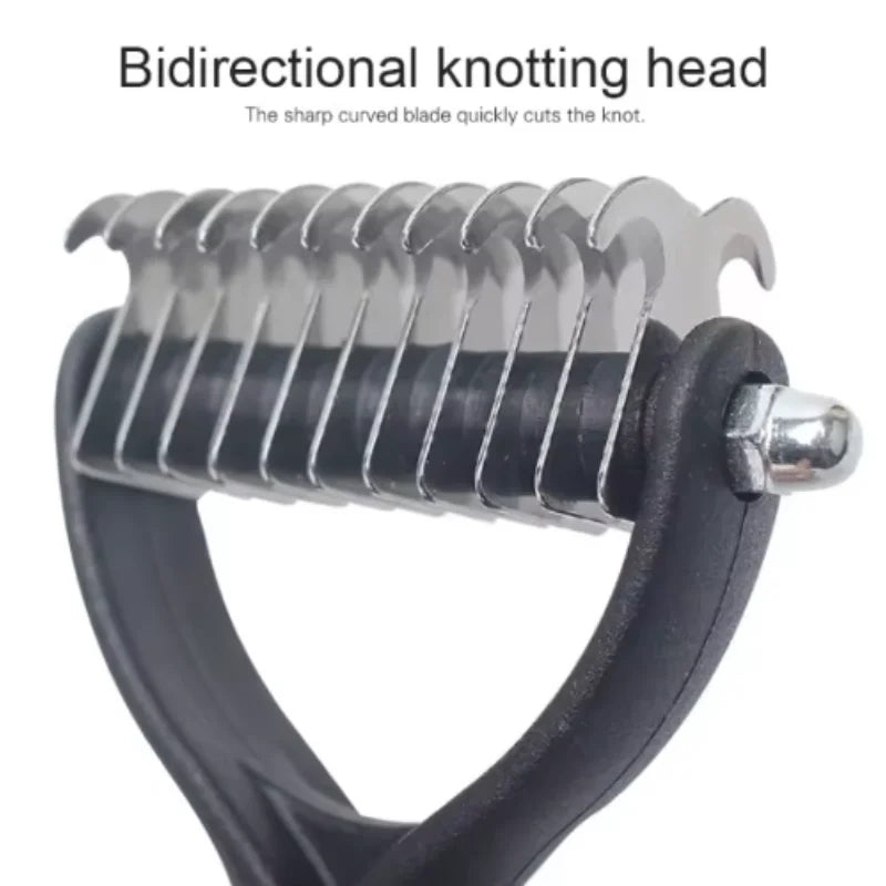 Cepillo de aseo para mascotas de acero inoxidable de doble cara: peine para eliminar el pelo, cepillo para desenredar el pelo de perros y gatos, esencial para el aseo de gatos