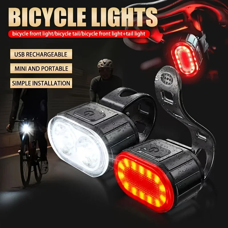 Rechargeable Bicycle Lights Bike Safety Warning Lamp Outdoor Waterproof Cycling Flashlight For Mountain And Road Bikes
