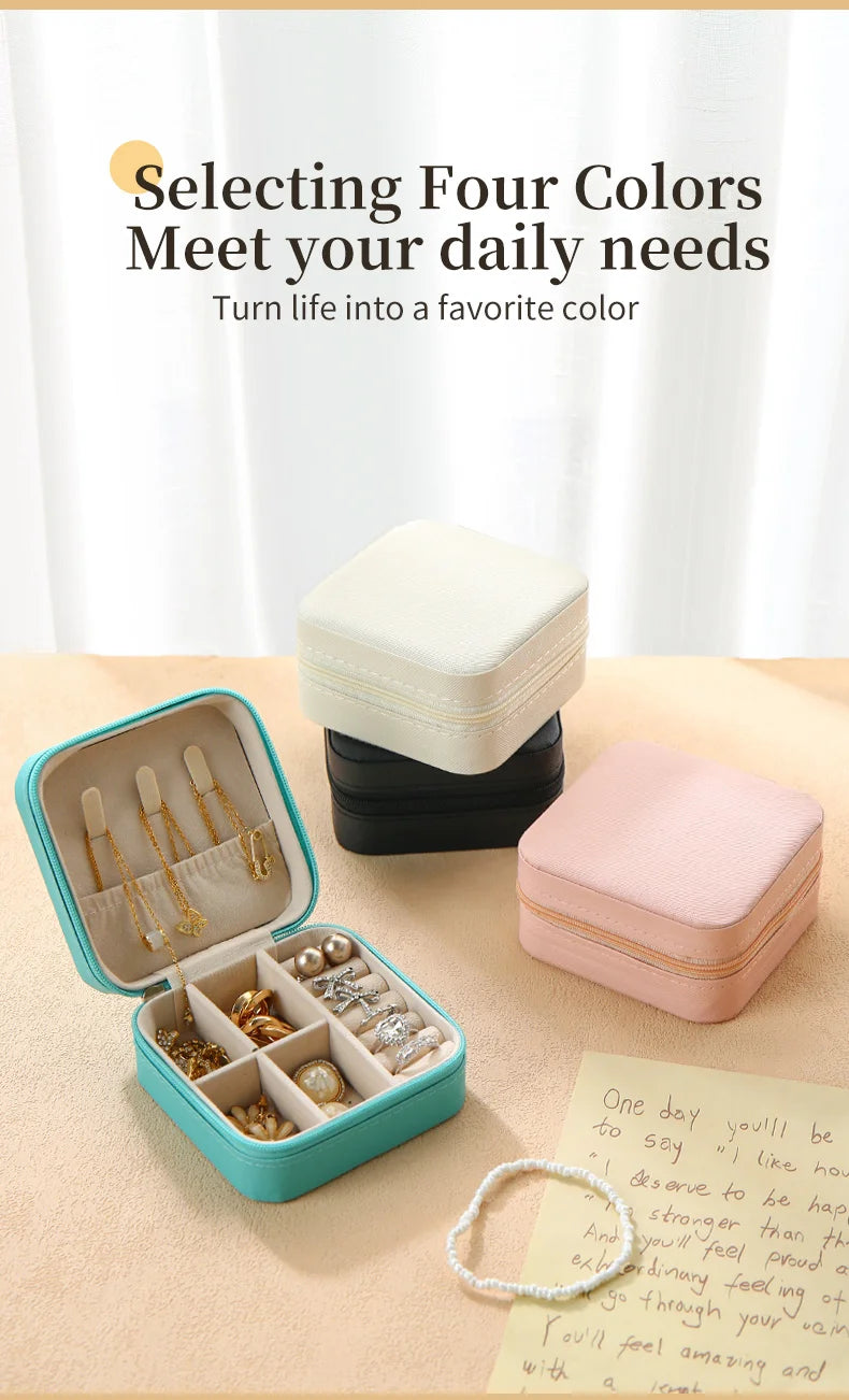 Wunionup Portable Mini Jewelry Travel Case PU Leather Organizer Box Jewelry Storage Holder for Girls Womens Earring, Necklace