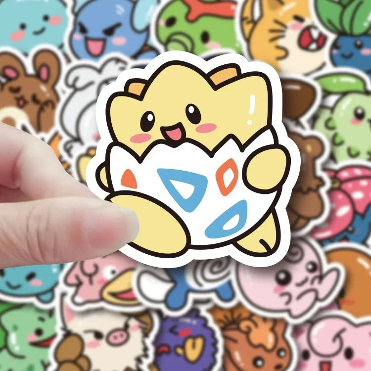 50PCS Kawaii Anime Pokemon Stickers Pikachu Decals DIY for Laptop Luggage Skateboard Phone Cartoon Kid Toy Gift Stickers