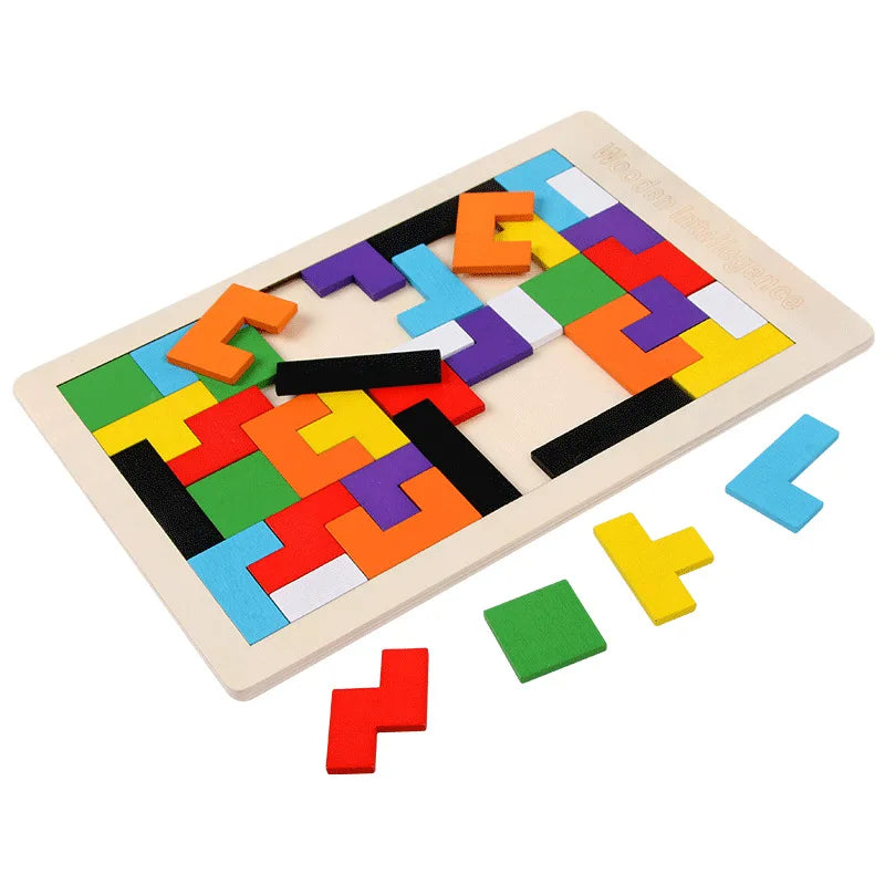 Gowinbaby Montessori Wooden 3D Russian Blocks Tangram Puzzle Educational Toy for Kids