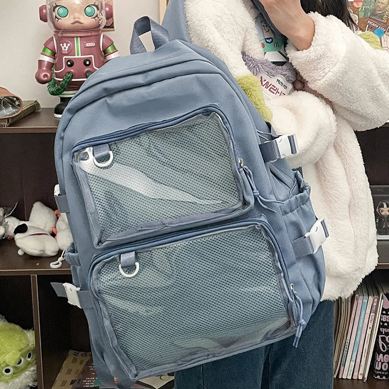 🎒✨ Mochila Transparente Estilo Japonés ITA – Gran Capacidad para Escuela, Universidad y Cosplay 💖🌸