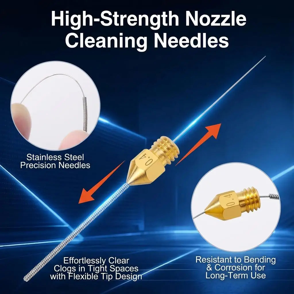 3D Printer Nozzle Cleaning Needles Kit Stainless Steel 0.15-1.0mm Needles Anti-Clog Cleaner Tool For Creality Ender Bambu Lab