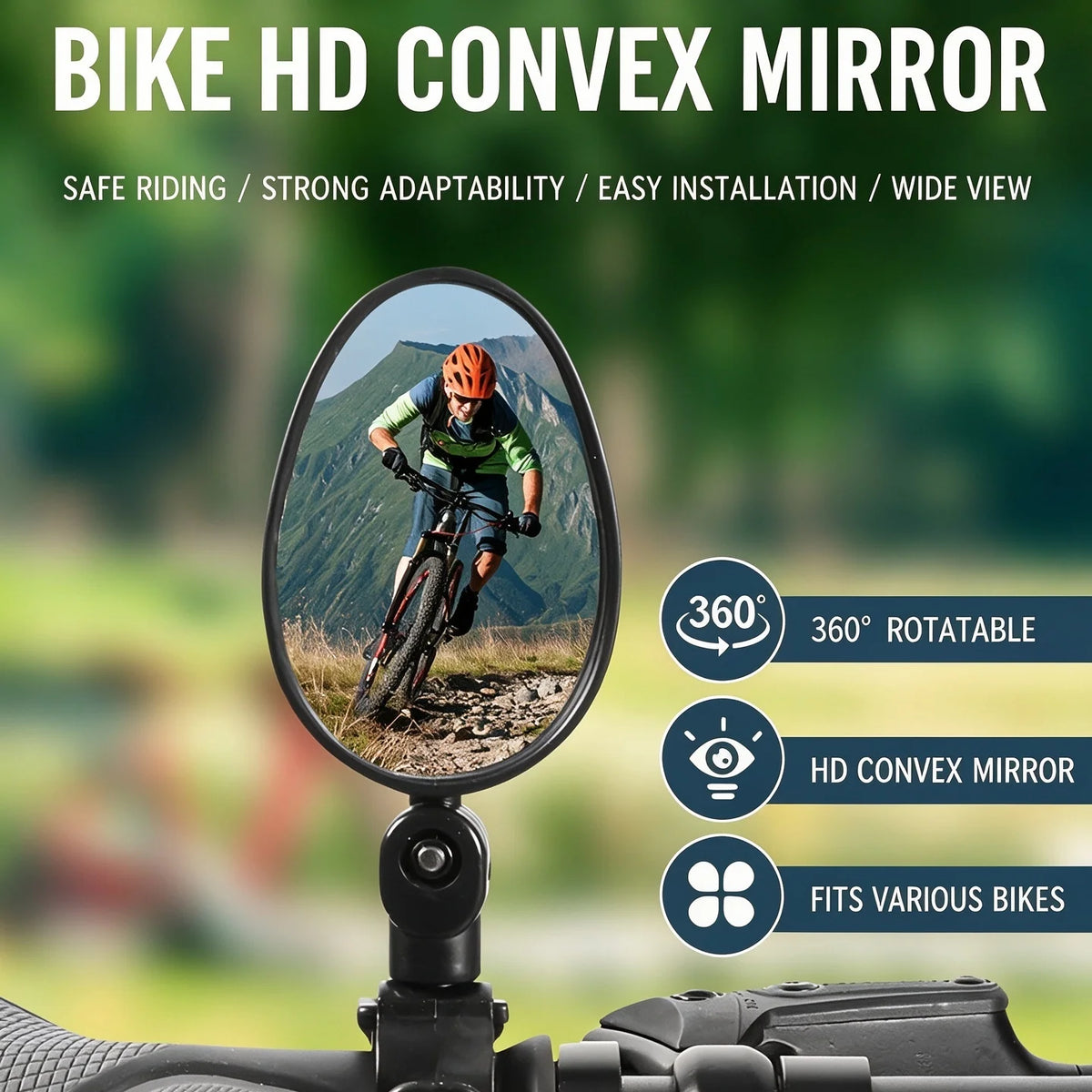 1/2PCS Bicycle Rearview Mirror 360 Degree Adjustable Rotatable Universal Cycling Handlebar Rear View Mirrors for MTB Road Bike