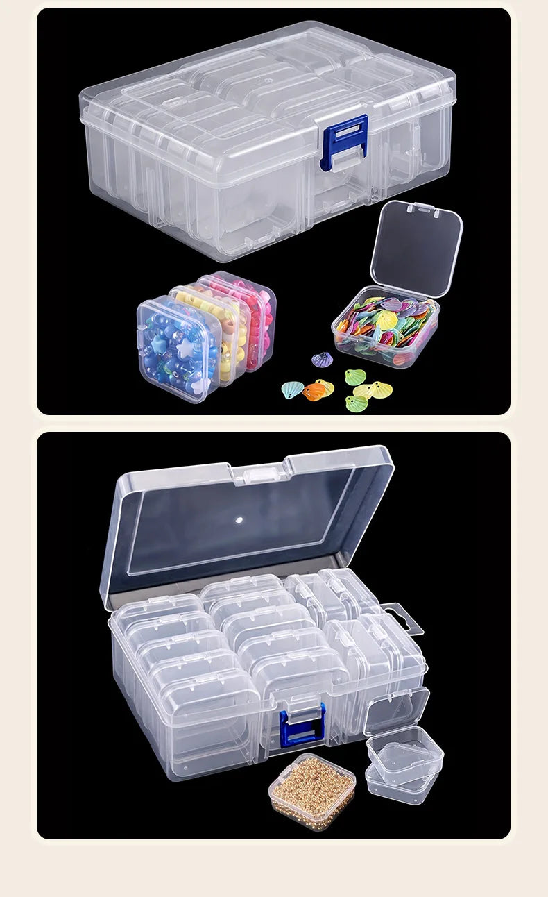 Transparent Plastic Compartment Storage Box Multifunctional Jewelry Beads Small‑Parts Organizer Case Crafts Hardware Pill Seed