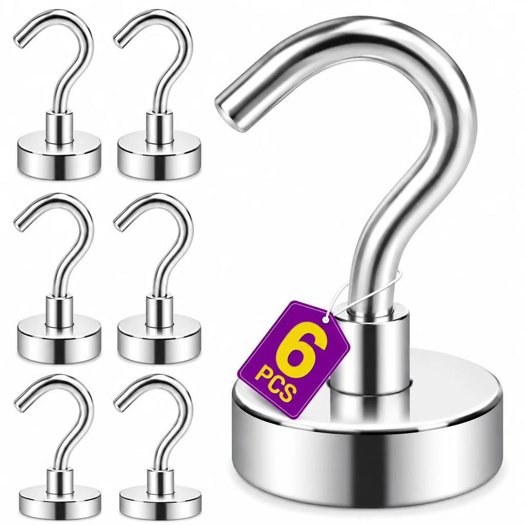 4/6/8 Pcs 30lb 0.47 inch Heavy Duty Strong Magnet Hooks for Refrigerator, Cruise Cabin, Grill, Kitchen, Garage, Office, Ceiling