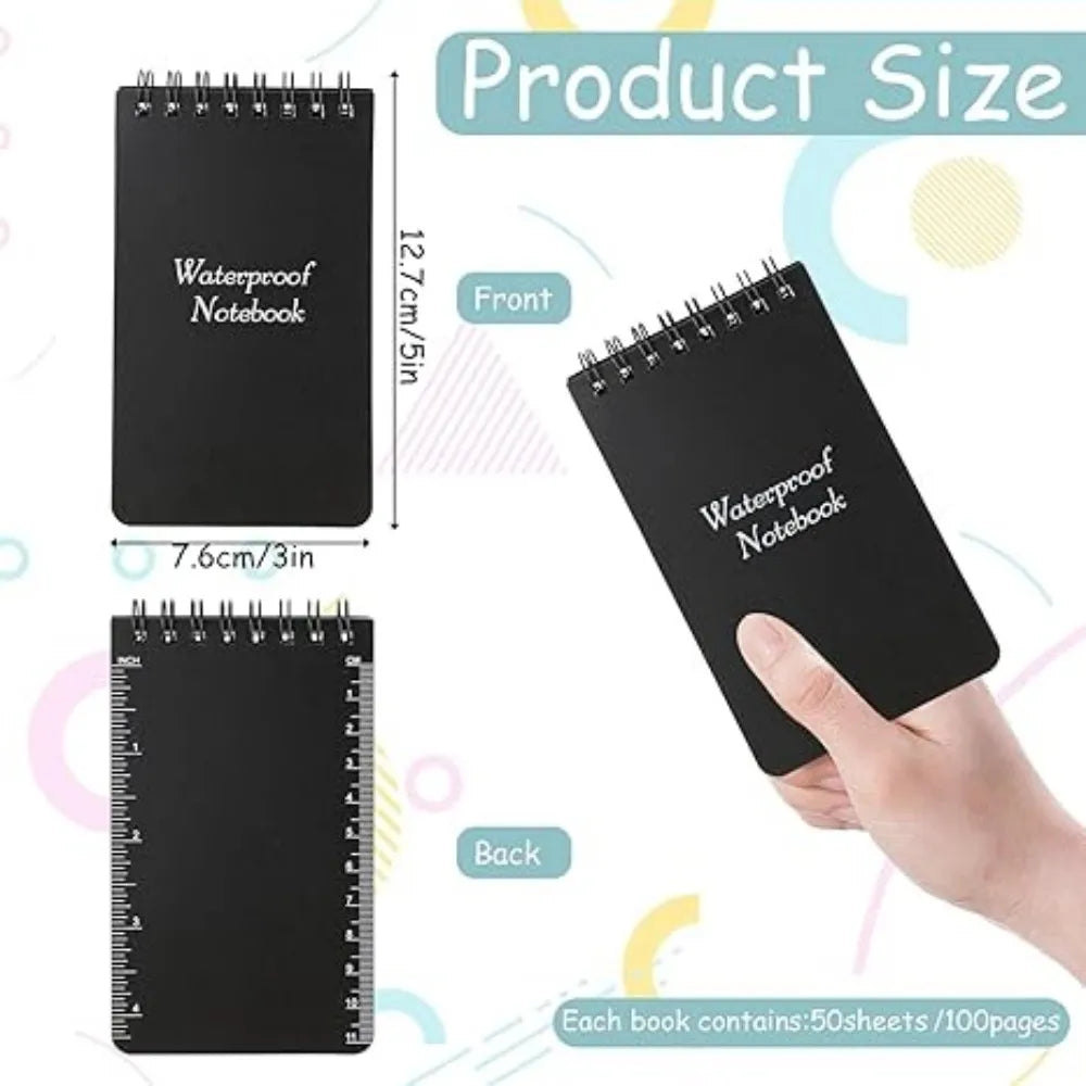 Waterproof Pocket Notebook Tactical All Weather Pocket Notepads With Lined Pages, Spiral Notebook Mini Memo Pad Note Pads