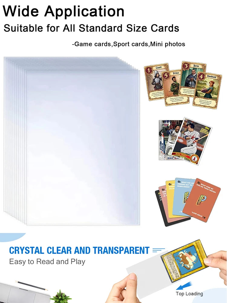 100 Pcs Transparent Playing Card Cover Clear Protector Sleeve Holder For Board Game ID Trading Folder Photo Pouch Kit