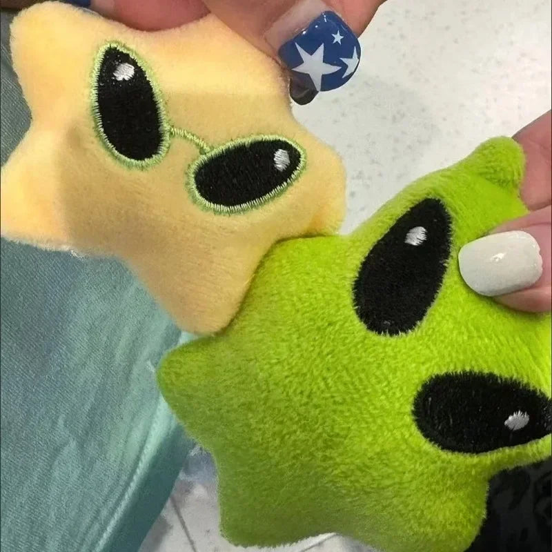 1/2Pcs Cartoon Plush Alien Keychain Cute Handbag Backpack Fluffy Car Phone Strap Accessory Gifts Kawaii Decor Star Doll Keyrings