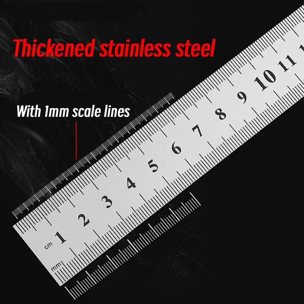 10Pcs Stainless Steel Straight Ruler, 15-30cm Double Sided Metric Scale, Precision Metal Measuring Tool for Engineering Drawing