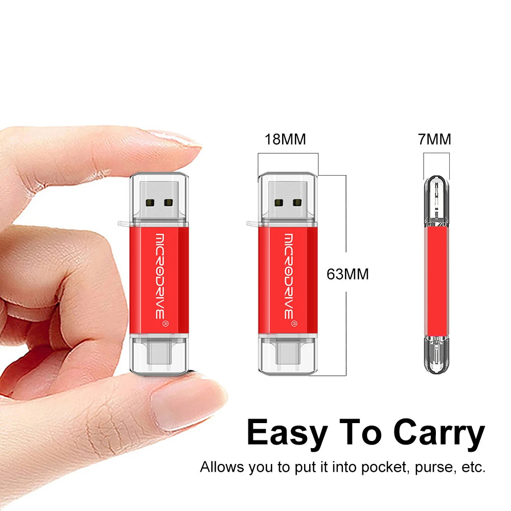 Pendrive Type C OTG USB Flash Drive 128GB 64GB 32GB 16GB 8GB 4GB USB Memory Stick 2.0 Pendrive High Speed for Type-C Device