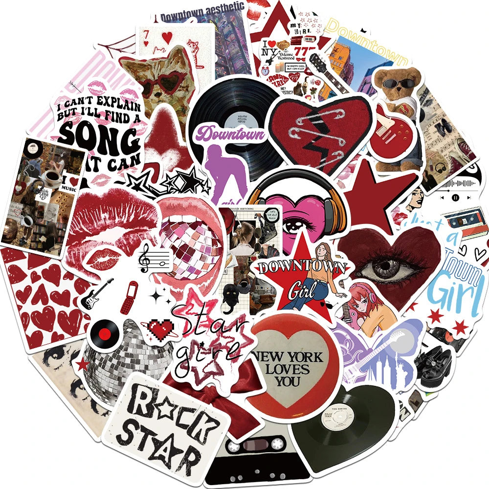 50/100pcs Downtown Girls Aesthetic Stickers Y2K Cartoon Graffiti Decals DIY Phone Laptop Notebook Waterproof Sticker Kids Toys