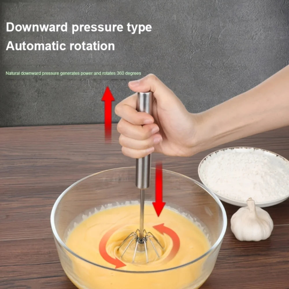 Stainless Steel Egg Beater Durable Semi-Automatic Mixer for Effortless Egg Cream Mixing Stirring and Beating for Kitchen Baking