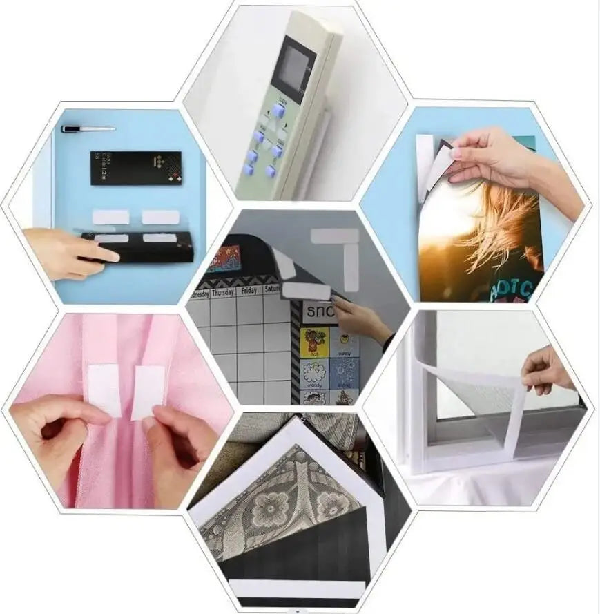1/2/5M 20-50mm White Strong Self Adhesive Fastener Hook and Loop Strips with Glue Double-Side Mounting Tapes for DIY Craft