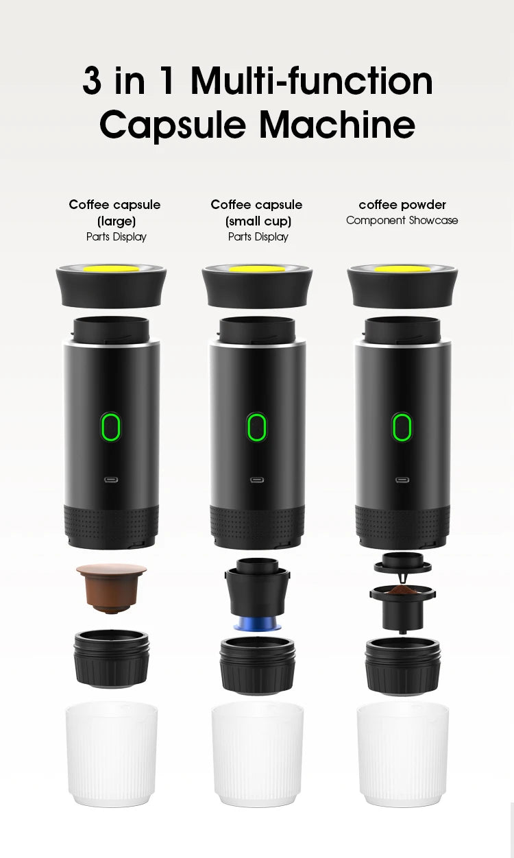 Máquina de Café Espresso Portátil Eléctrica Inalámbrica 3 en 1 ☕️🏕️
