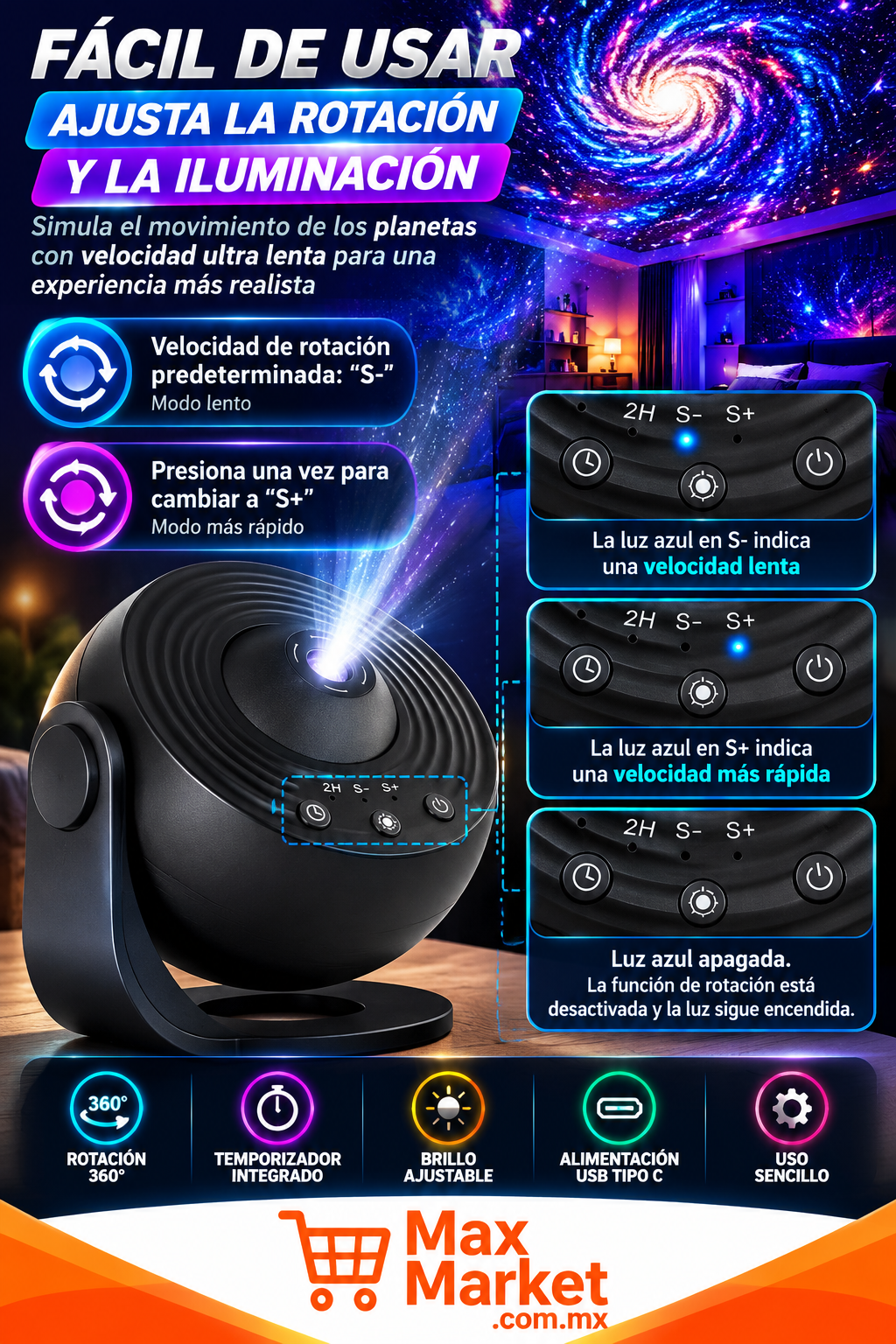 🌌 Proyector de Galaxias 13 en 1 con Luz Nocturna LED