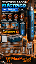 🔧 Destornillador Eléctrico Inalámbrico 3.7V con Kit de 105 Piezas