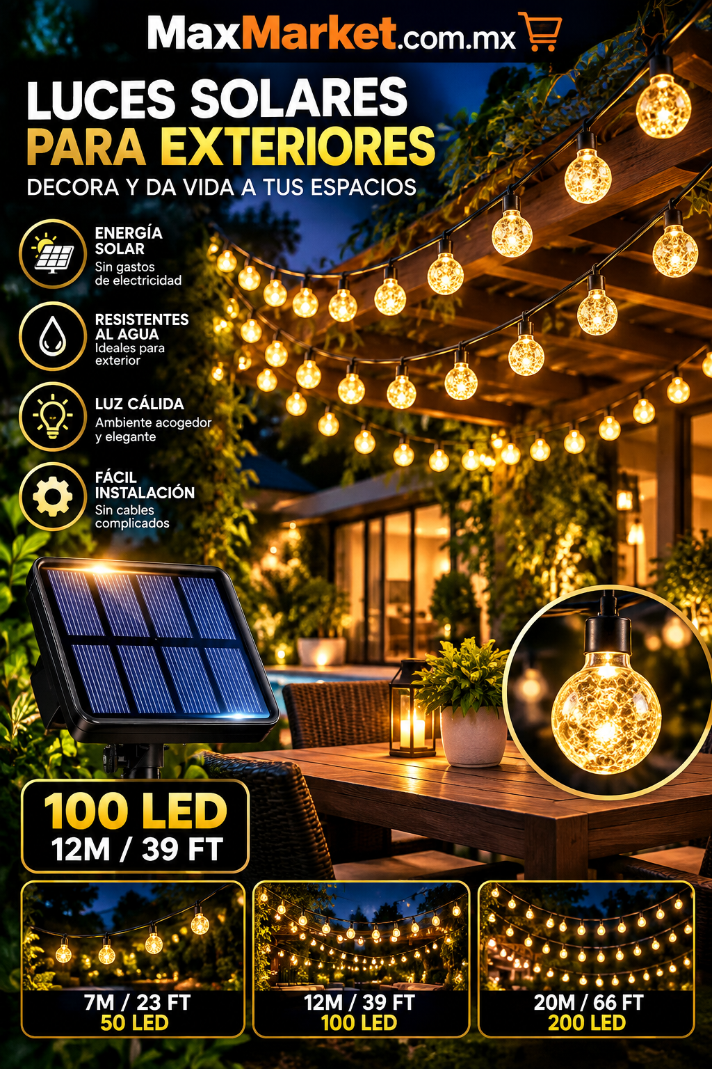 💡✨ Bombilla LED Decorativa de Luz Cálida | Max Market