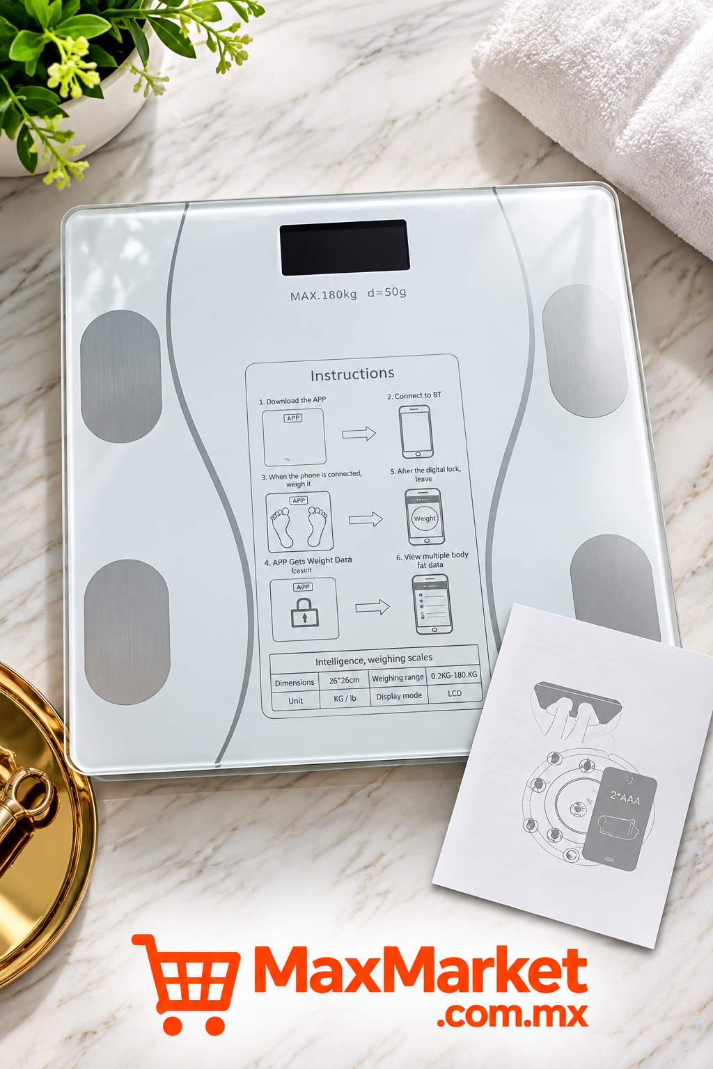 Báscula Digital Inteligente con Conexión a App – Controla tu Peso desde Casa✅️